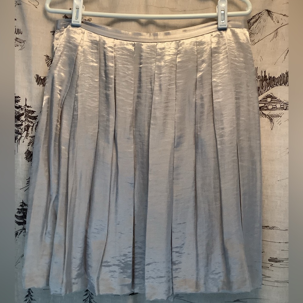 WHBM Elegant Cream/Pearl Pleated Skirt